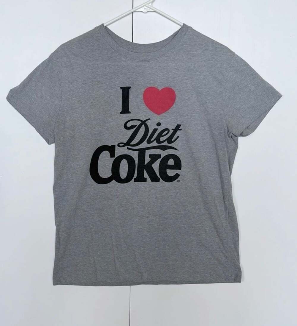 Coca-Cola I Love Diet Coke T-Shirt Size L Heather Gray Graphic Tee